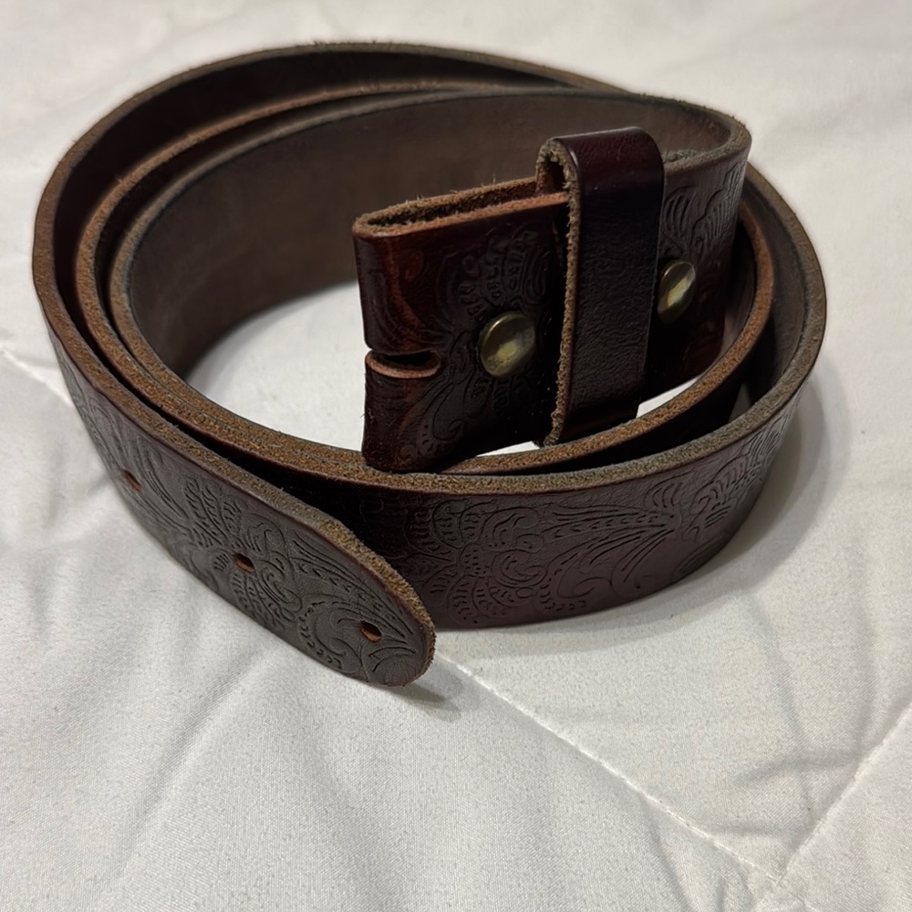Brown Embossed Leather Belt